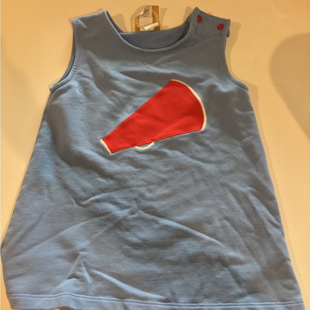 The Beaufort Bonnet Company Blue Kids Sleeveless Dress with Red Megaphone